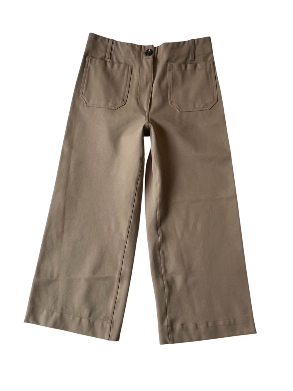 Quince pants 10 Ultra Stretch Wide leg cropped Ponte stretch Gray beige Womens